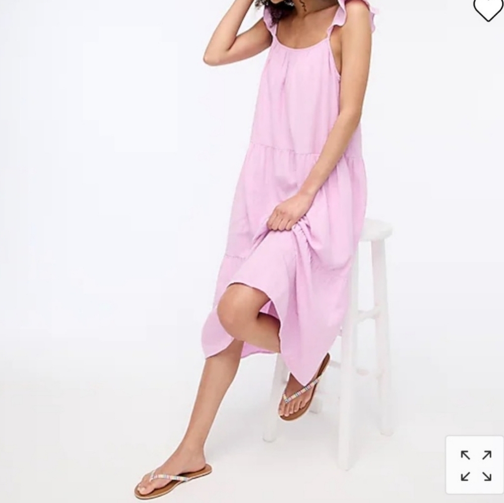 J. Crew Factory Sleeveless Lilac Tiered Cotton Midi Dress Women's Size Medium